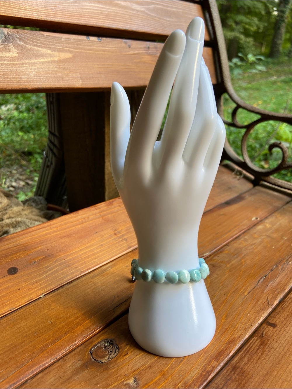 Natural larimar adjustable bracelet